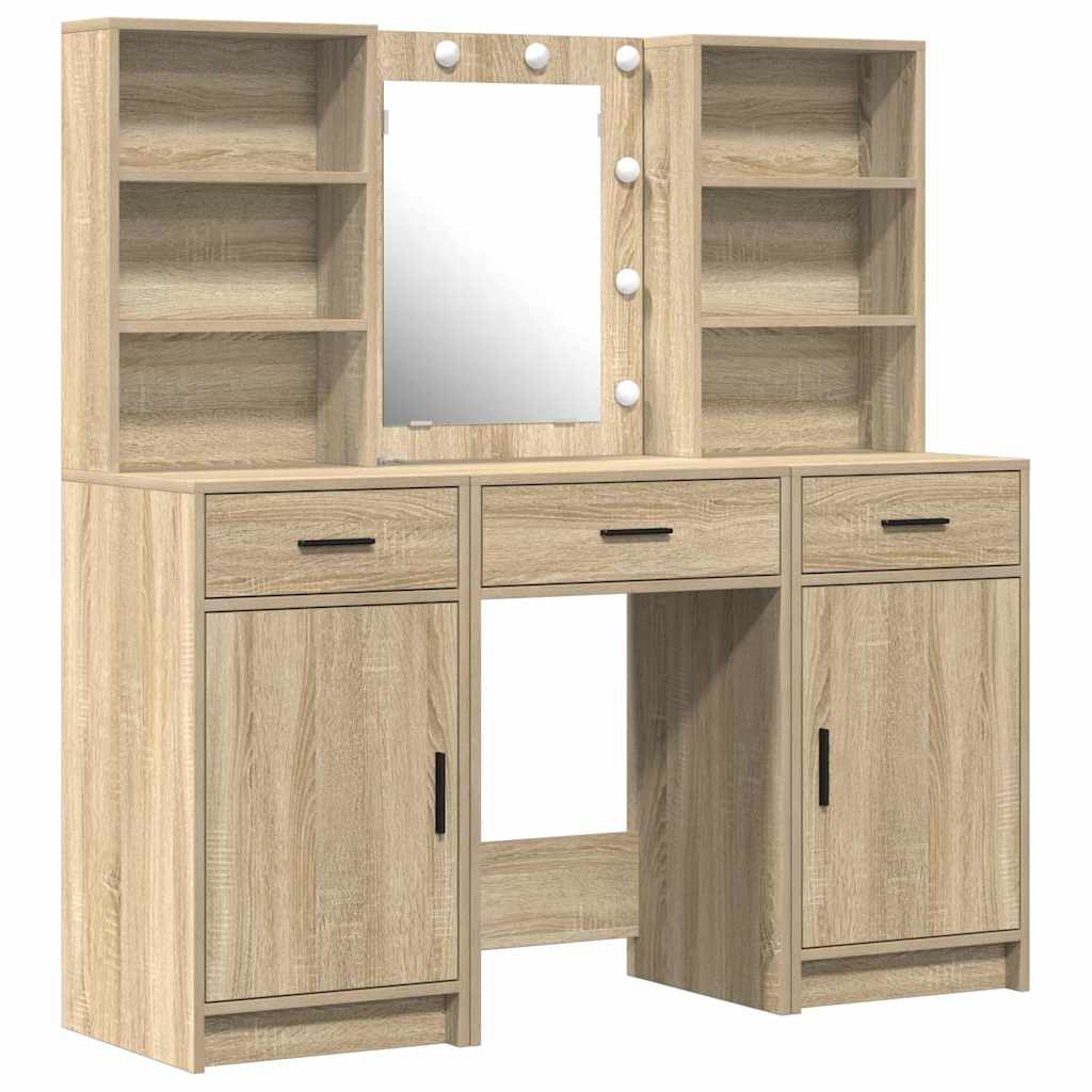 Sminkebordsett 3 pcs Sonoma eik 50 x 41 x 135 cm Konstruert tre