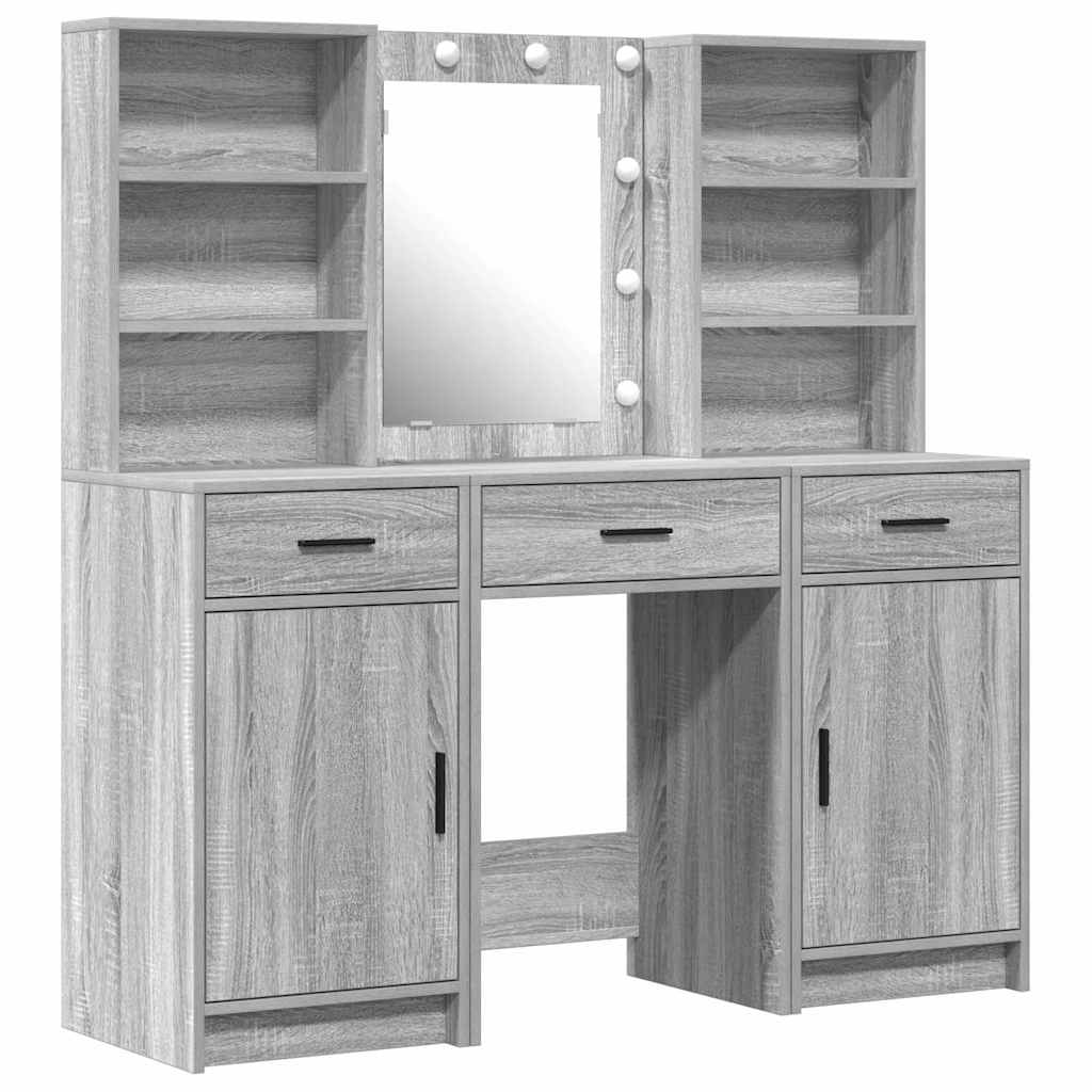 Sminkebordsett 3 pcs Grå sonoma 50 x 41 x 135 cm Konstruert tre