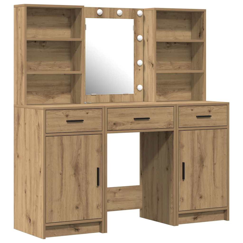 Sminkebordsett med skuff 3 pcs artisan eik 50 x 41 x 135 cm