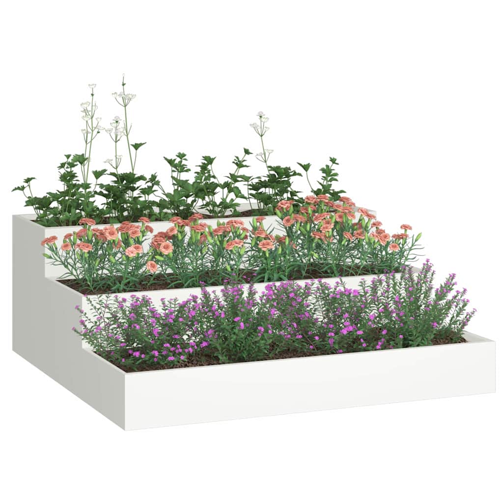 Hageblomsterpotte Hvit 90 x 90 x 35 cm Stål