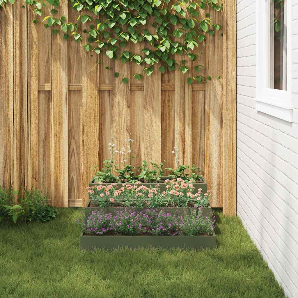 Hageblomsterpotte Olivengrønn 90 x 90 x 35 cm Kaldvalsestål