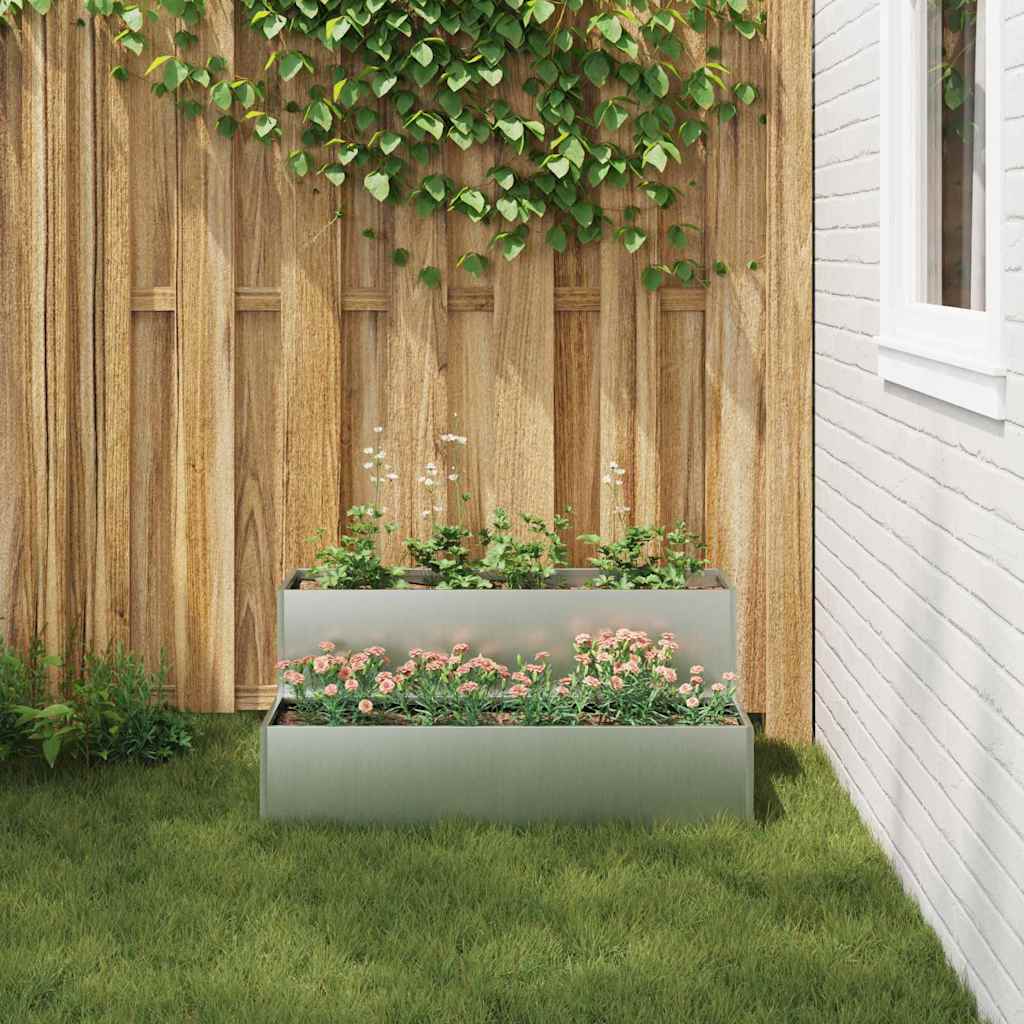 Hageblomsterpotte sølv 100 x 60 x 45 cm Galvanisert stål