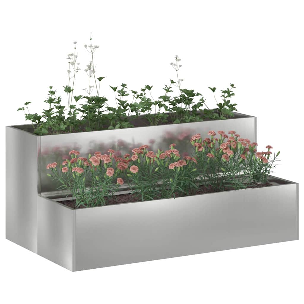 Hageblomsterpotte sølv 100 x 60 x 45 cm Galvanisert stål