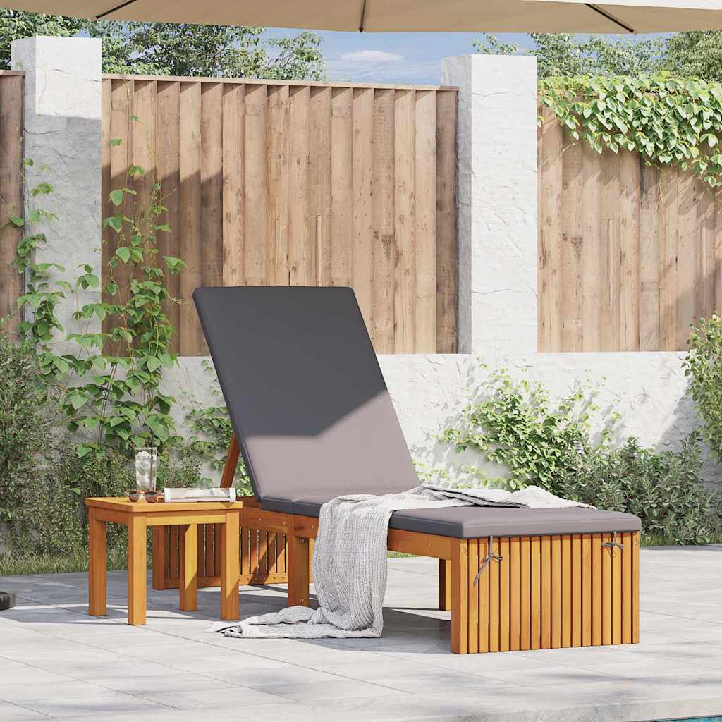 Solseng med pute 200x55x30 cm Solid akasietre