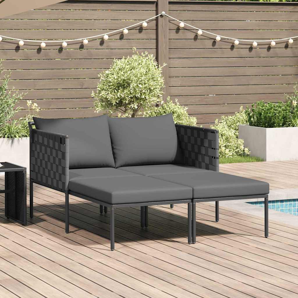 Solseng med puter for 2 personer Anthracitt 115x153x69,5 cm Stål