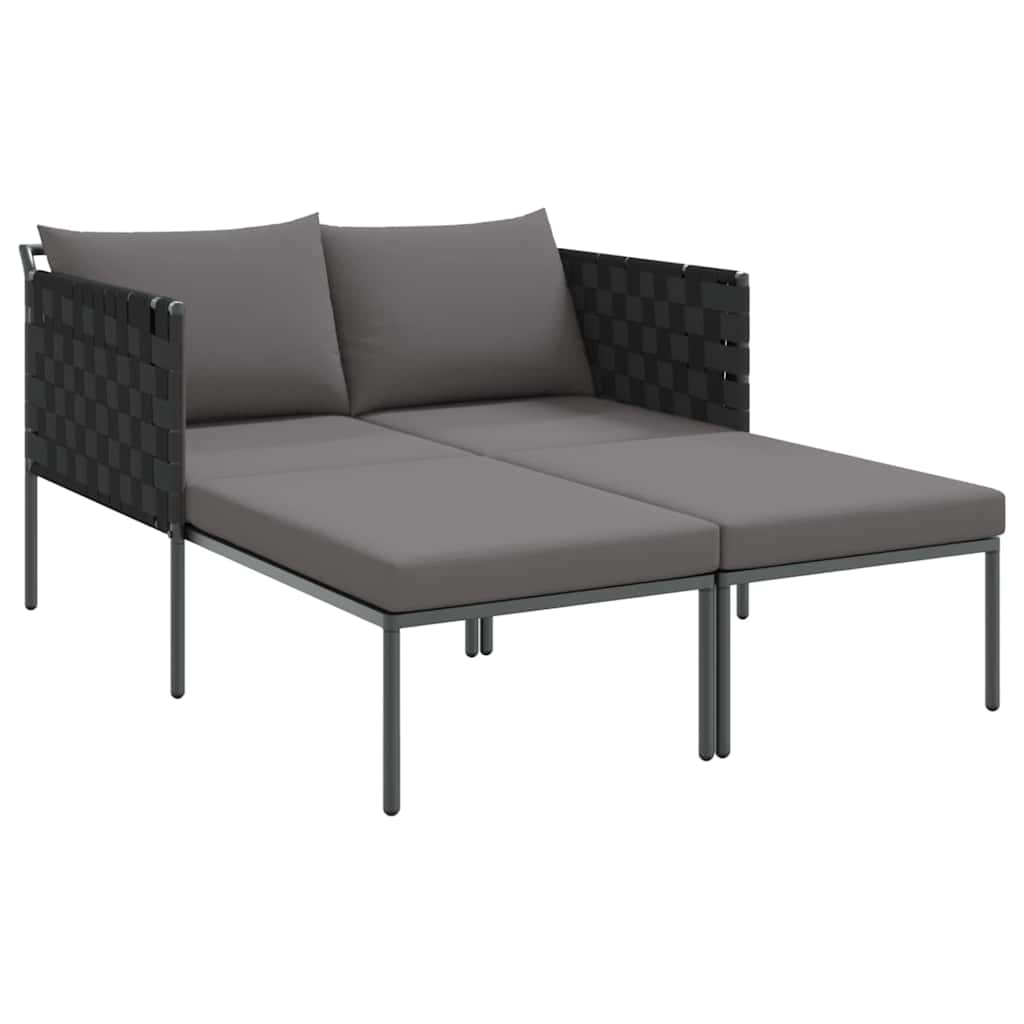 Solseng med puter for 2 personer Anthracitt 115x153x69,5 cm Stål