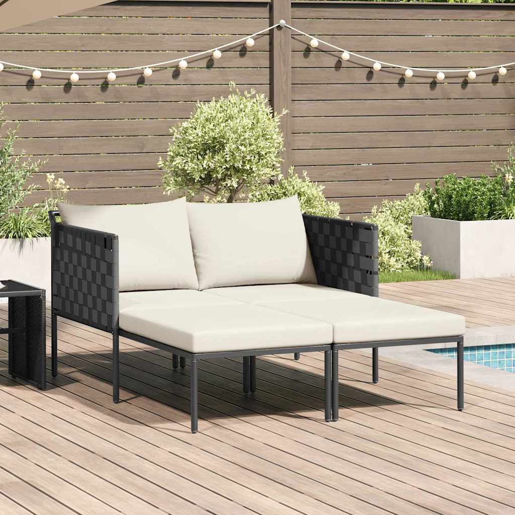 Solseng med puter for 2 personer Anthracite 115x153x69,5 cm Stål