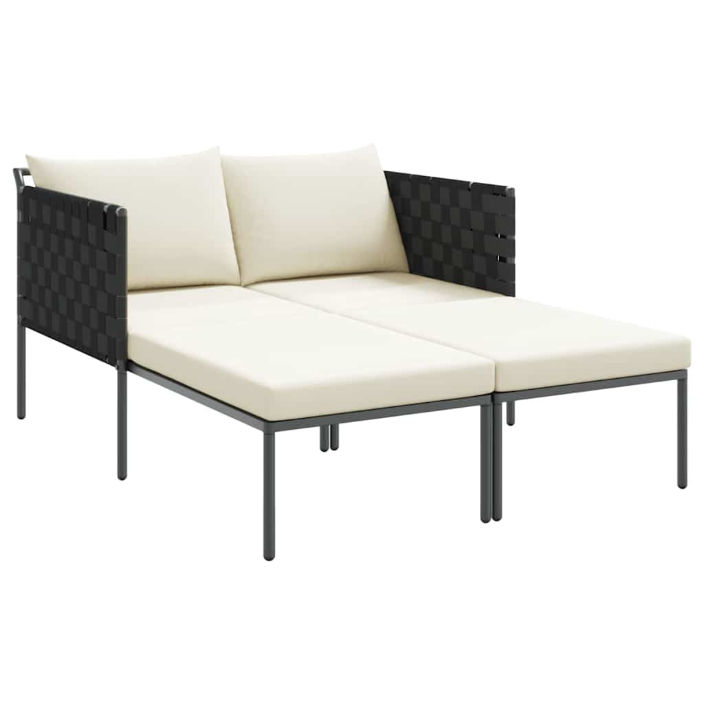 Solseng med puter for 2 personer Anthracite 115x153x69,5 cm Stål