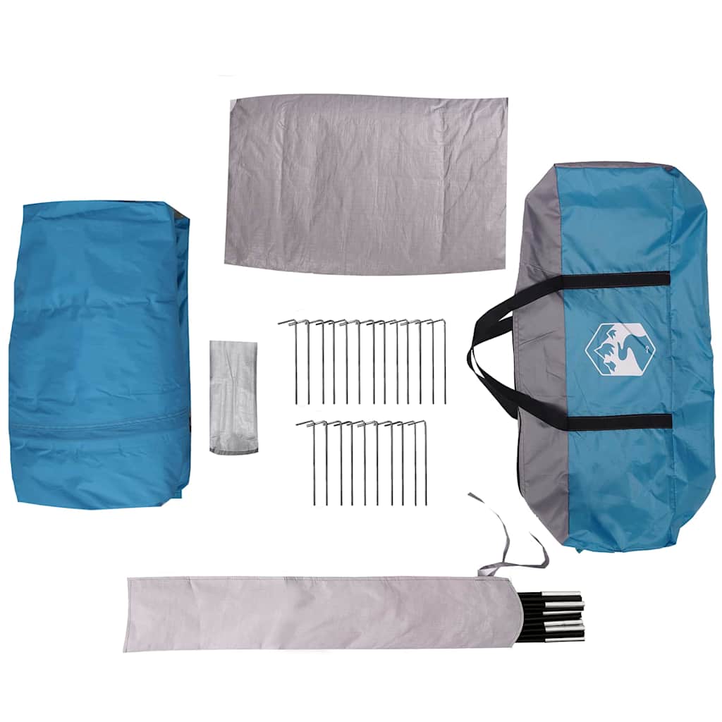 Hyttetelt med tak med lagring Blå og grå 320 x 320 x 203 cm