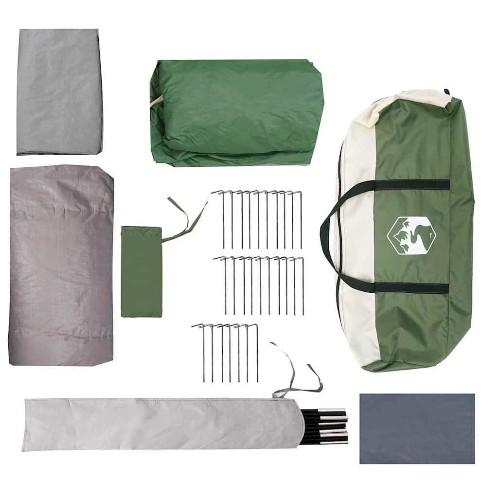 Tunneltelt med tak med lagring Grønn og hvit 740 x 370 x 220 cm