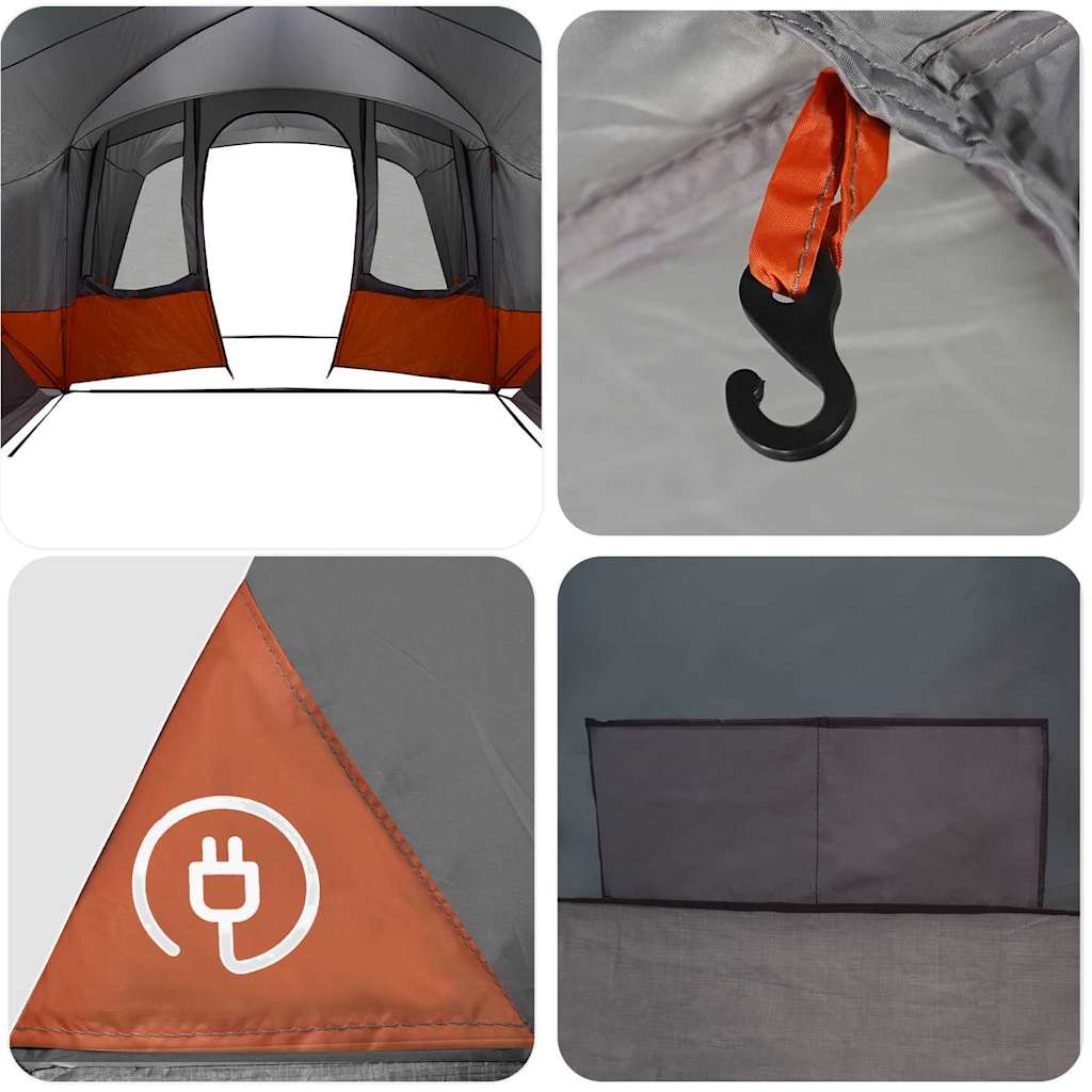 Familietelt med tak Grå og Oransje 760 x 645 x 230 cm