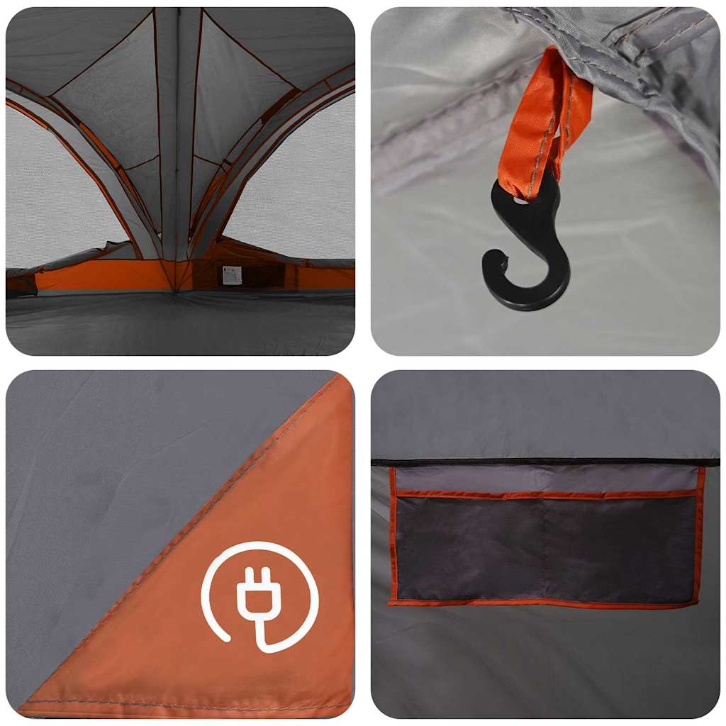 Familietelt med tak Grå og Oransje 460 x 430 x 214 cm