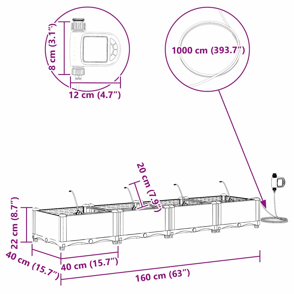 Hageblomsterpotte 4 pcs Brun Stål
