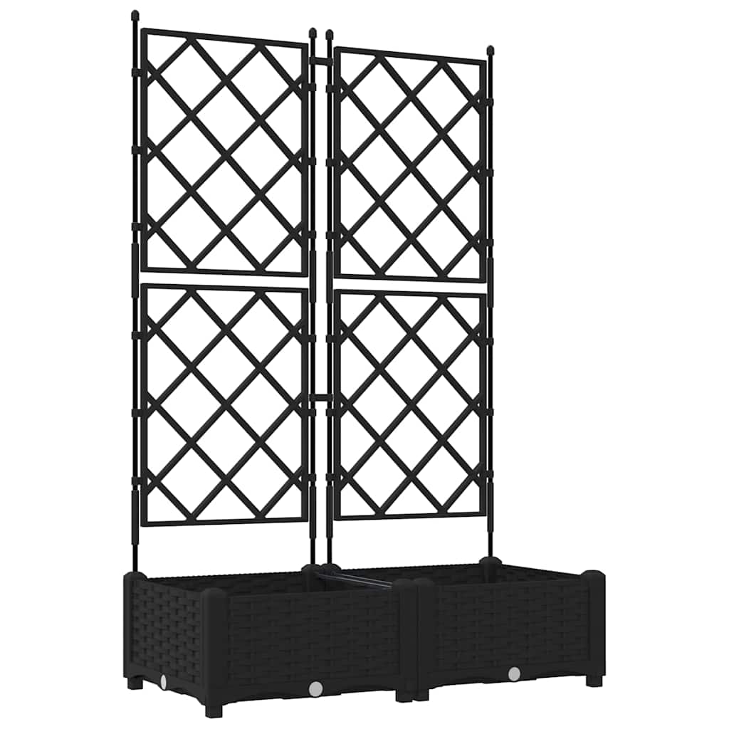 Hagepotte med klatrestativ 2 pcs Svart 80 x 40 x 125.5 cm PP
