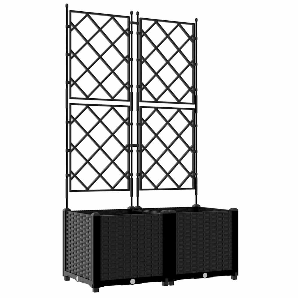 Hagepotte med klatrestativ 2 pcs Svart 80 x 40 x 143 cm PP