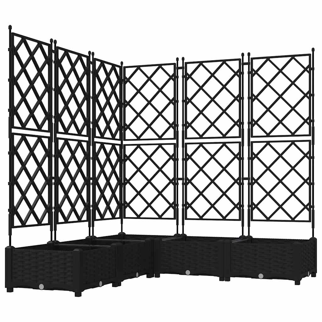 Hagepotte med klatrestativ 5 pcs Svart 120 x 120 x 125.5 cm PP