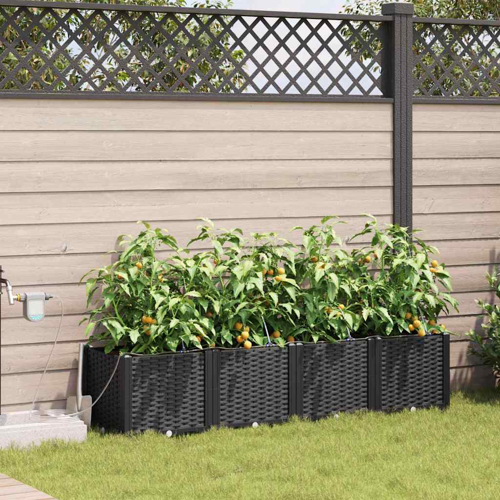 Hagepotter Svart 160 x 40 x 37.5 cm Stål