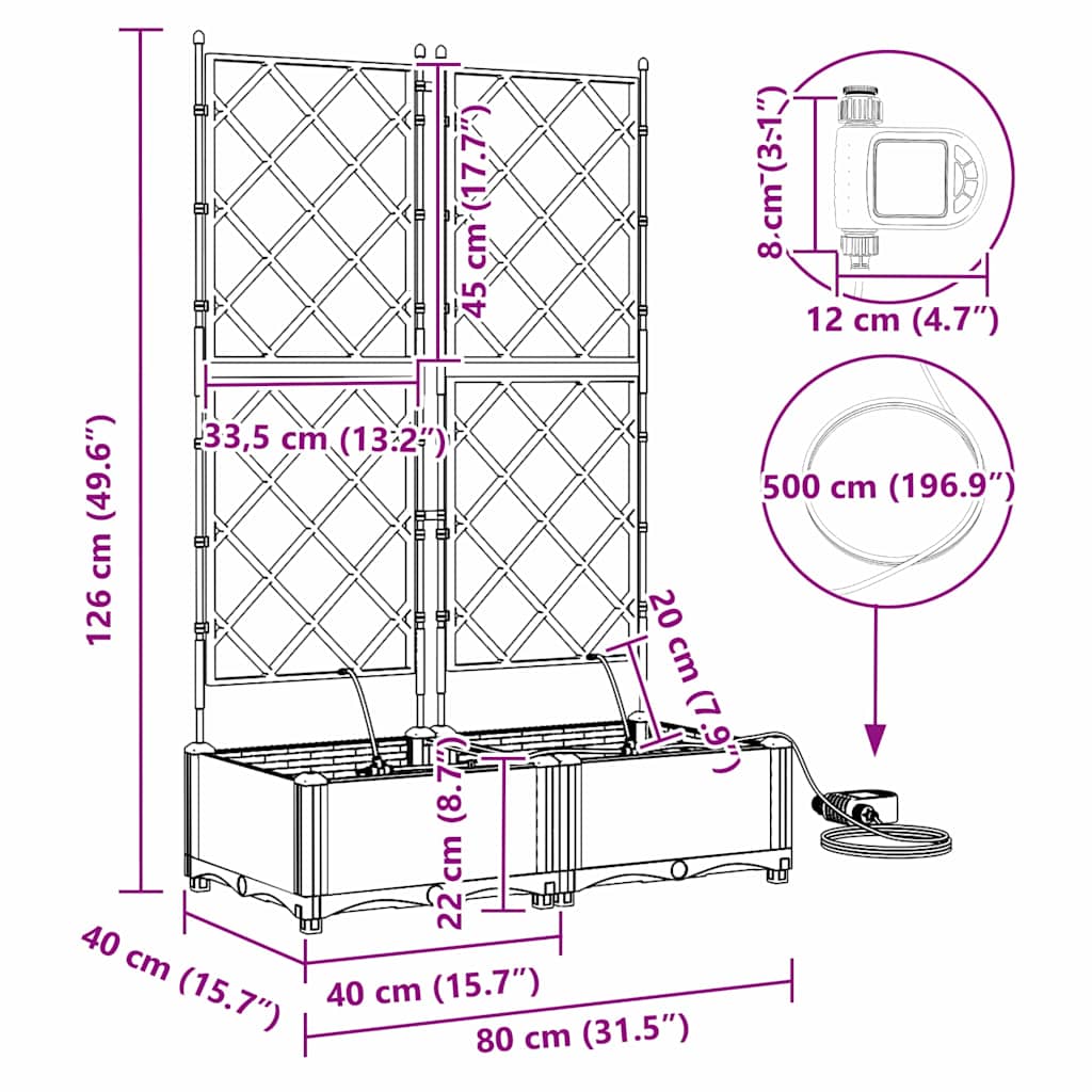 Hageblomsterpotte 2 pcs Svart Stål