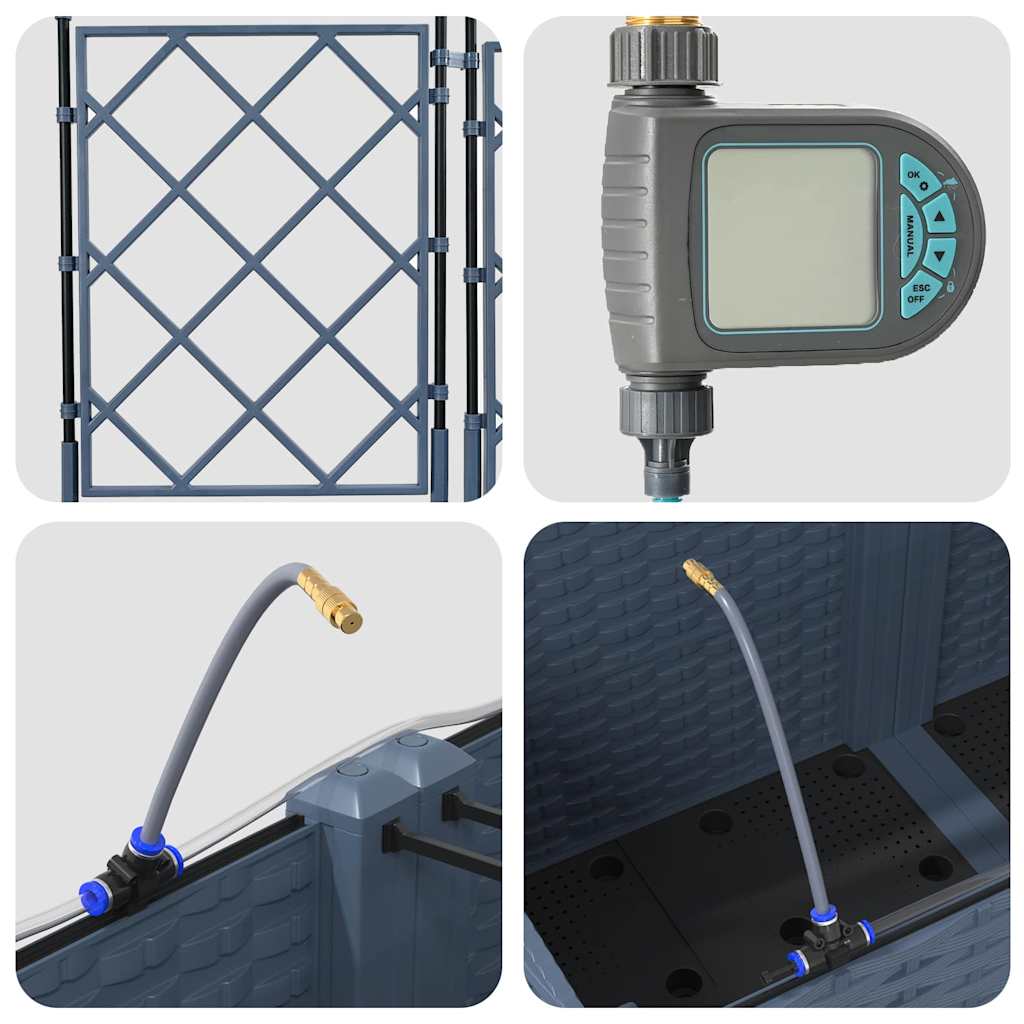 Hagepotte med klatrestativ 3 pcs Grå 80 x 80 x 143 cm PP