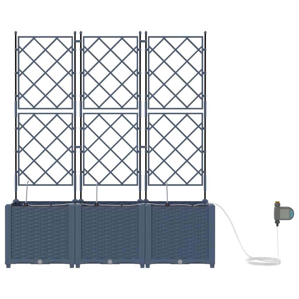 Hagepotte med klatrestativ 3 pcs Grå 80 x 80 x 143 cm PP