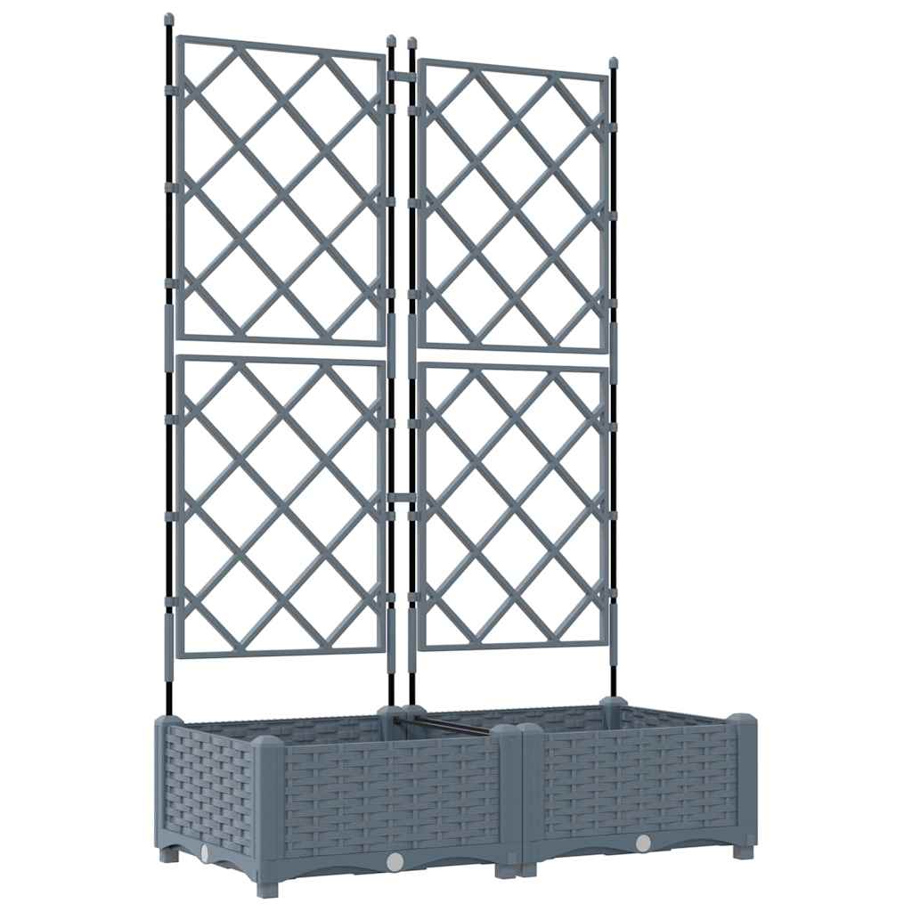 Hagepotte med klatrestativ 2 pcs Lysegrå 80 x 40 x 125.5 cm PP