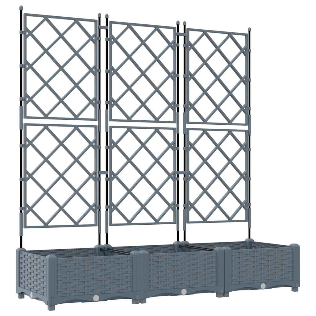 Hagepotte med klatrestativ 3 pcs Lysegrå 120 x 40 x 125.5 cm PP