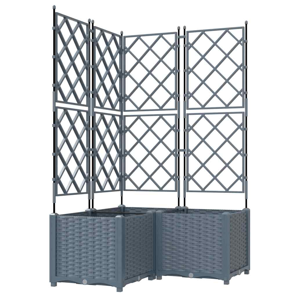 Hagepotte med klatrestativ 3 pcs Lysegrå 80 x 80 x 143 cm PP