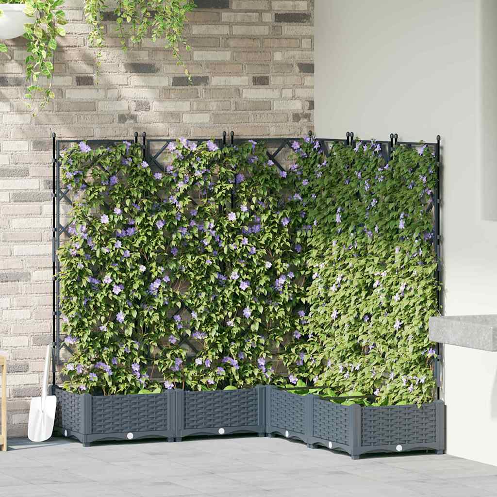 Hagepotte med klatrestativ 5 pcs Lysegrå 120 x 120 x 125.5 cm