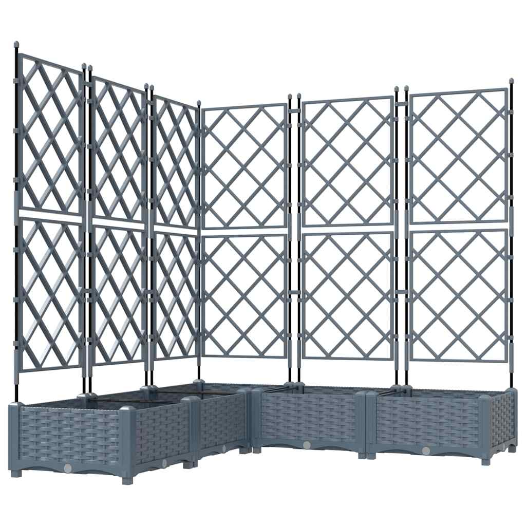 Hagepotte med klatrestativ 5 pcs Lysegrå 120 x 120 x 125.5 cm