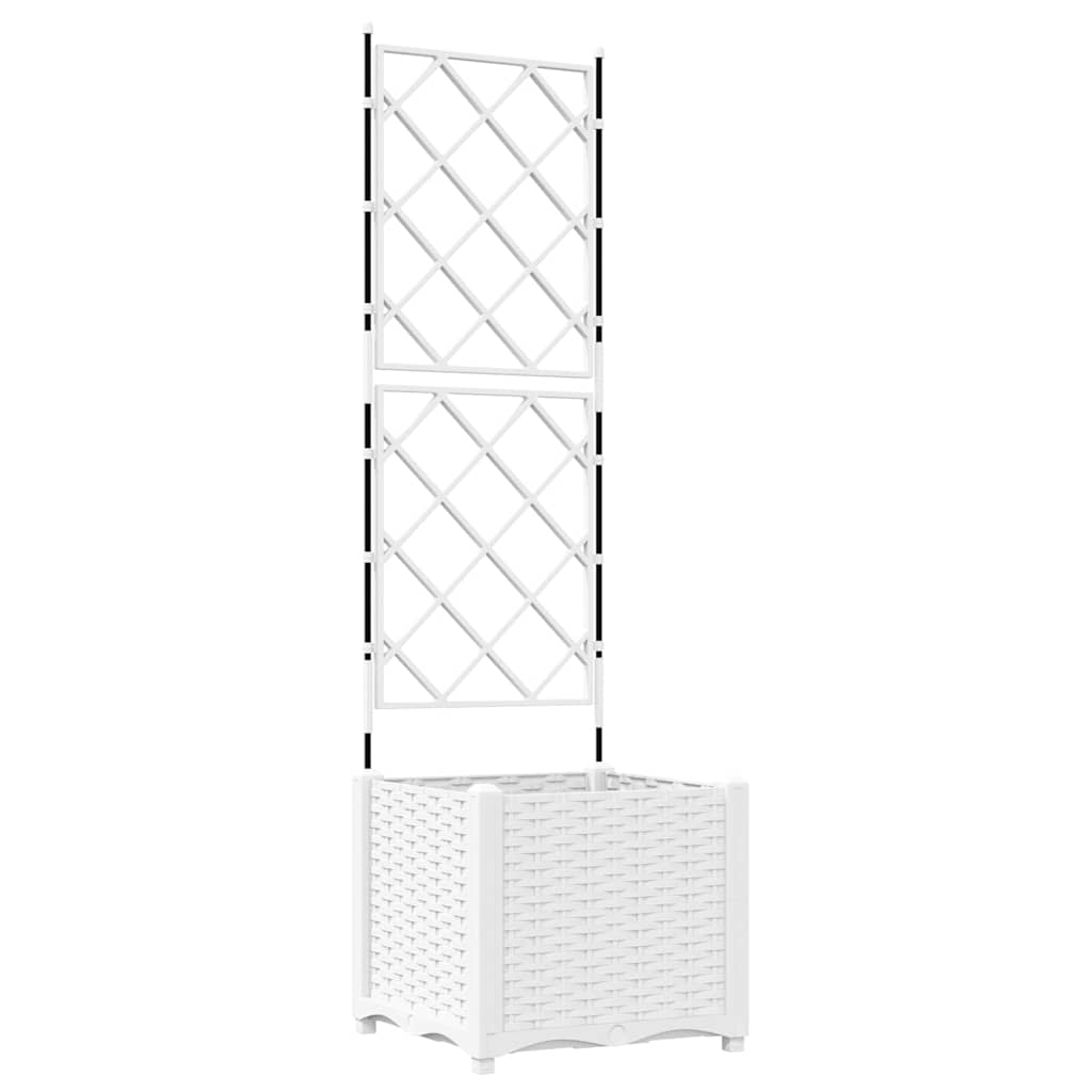 Hagepotte med klatrestativ Hvit 40 x 40 x 143 cm PP