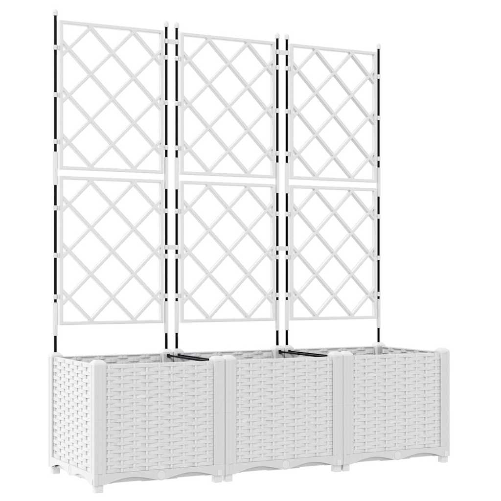 Hagepotte med klatrestativ 3 pcs Hvit 120 x 40 x 143 cm PP