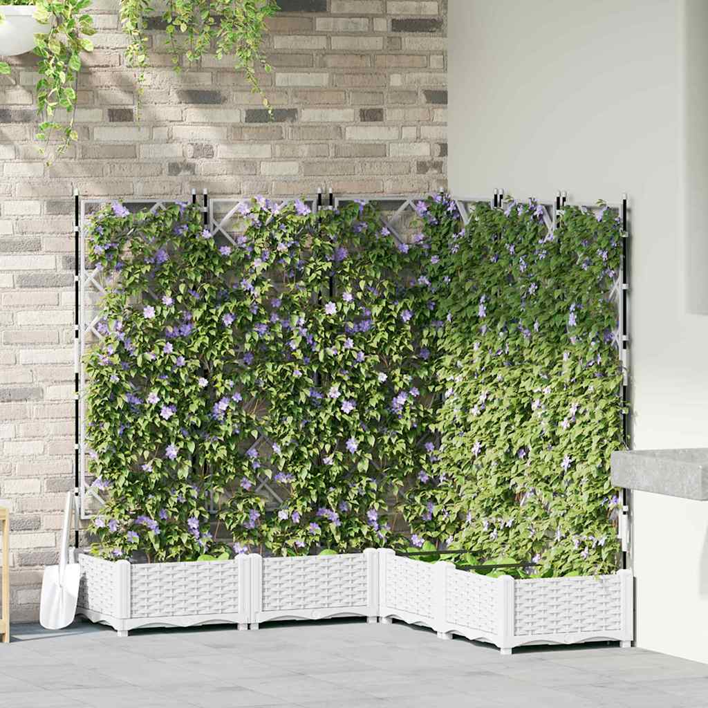 Hagepotte med klatrestativ 5 pcs Hvit 120 x 120 x 125.5 cm PP