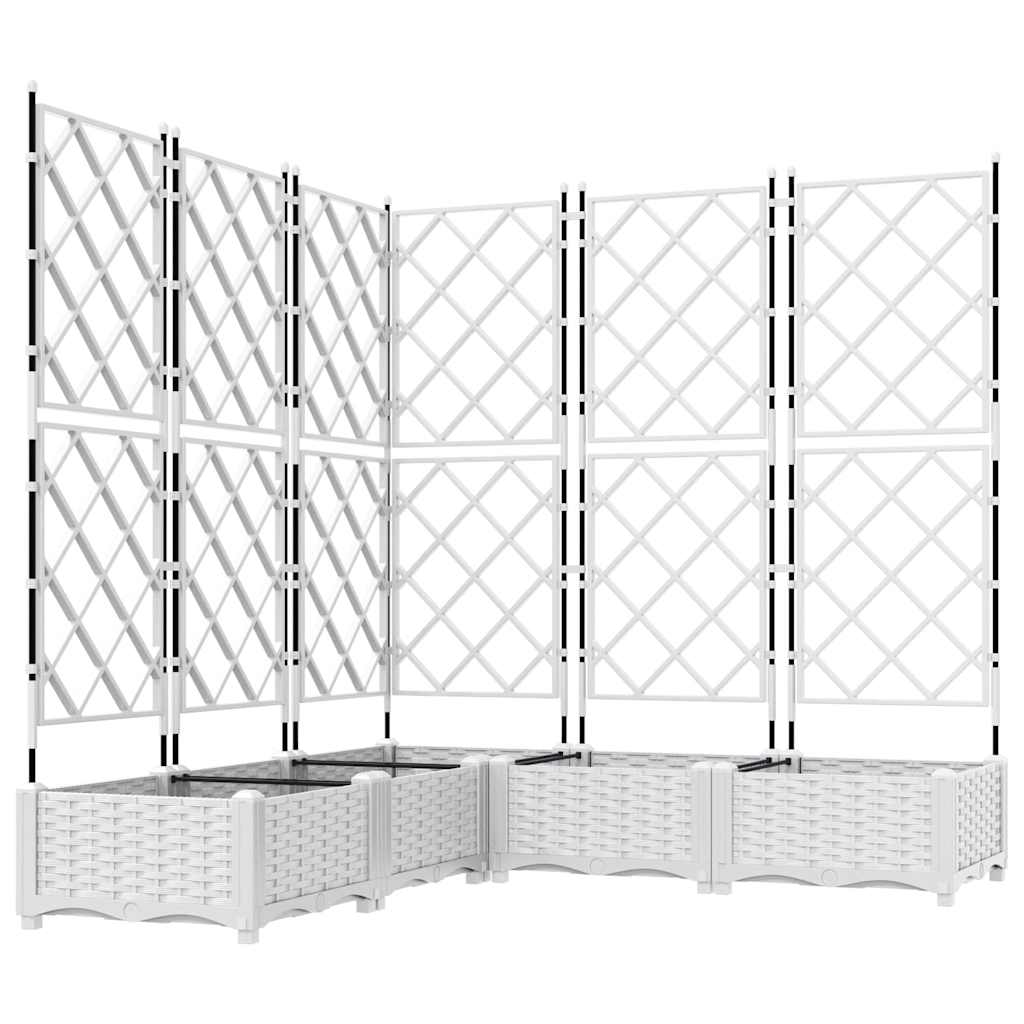 Hagepotte med klatrestativ 5 pcs Hvit 120 x 120 x 125.5 cm PP