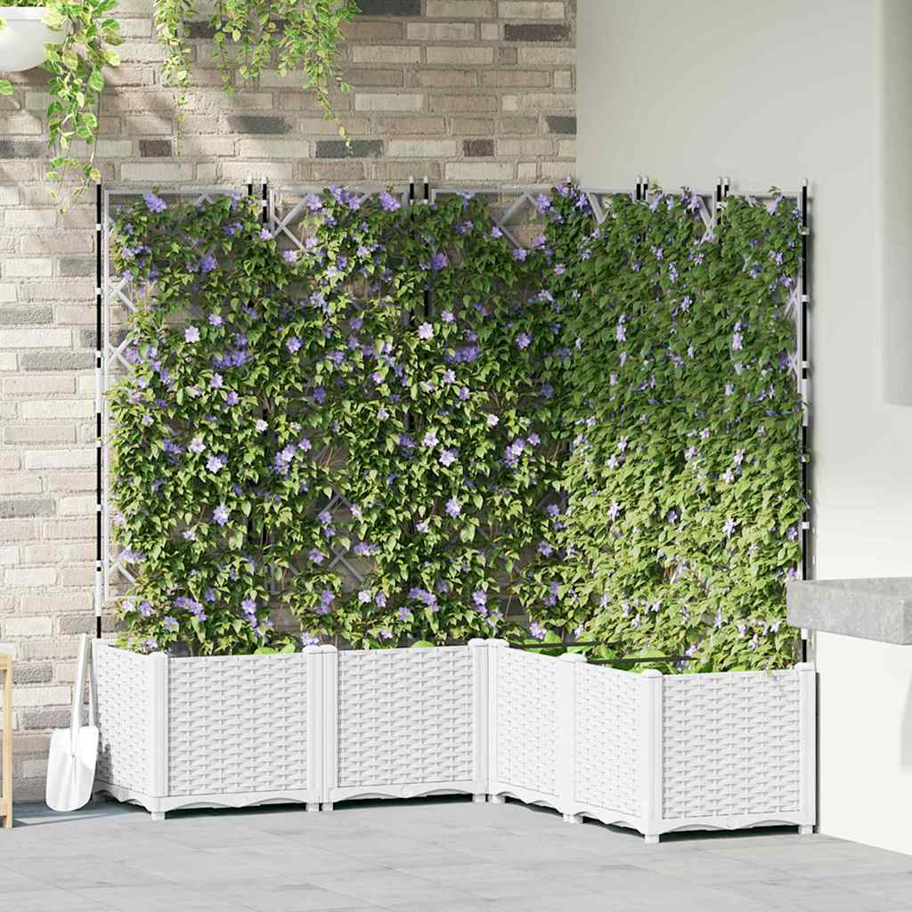Hagepotte med klatrestativ 5 pcs Hvit 120 x 120 x 143 cm PP