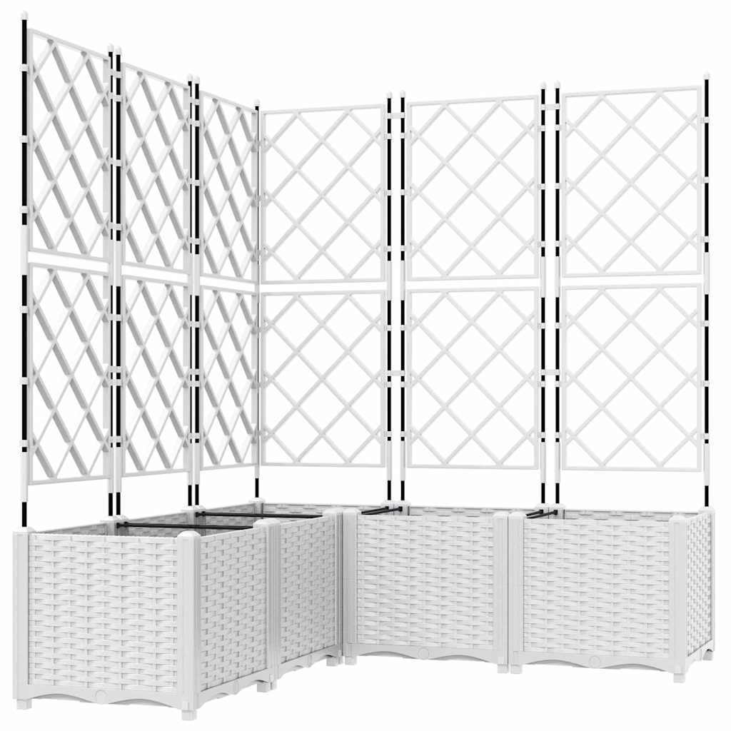 Hagepotte med klatrestativ 5 pcs Hvit 120 x 120 x 143 cm PP
