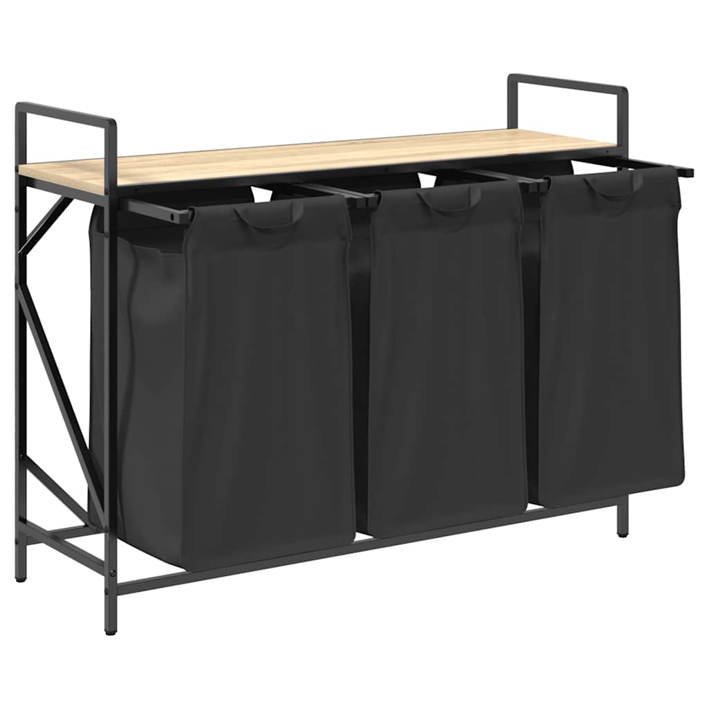 skittentøyskurv 3 rom med hylle sonoma eik