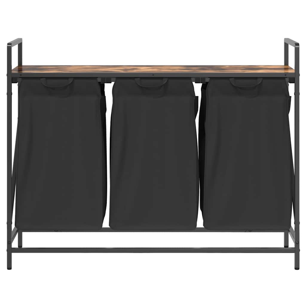 skittentøyskurv 3 rom med hylle røkt eik