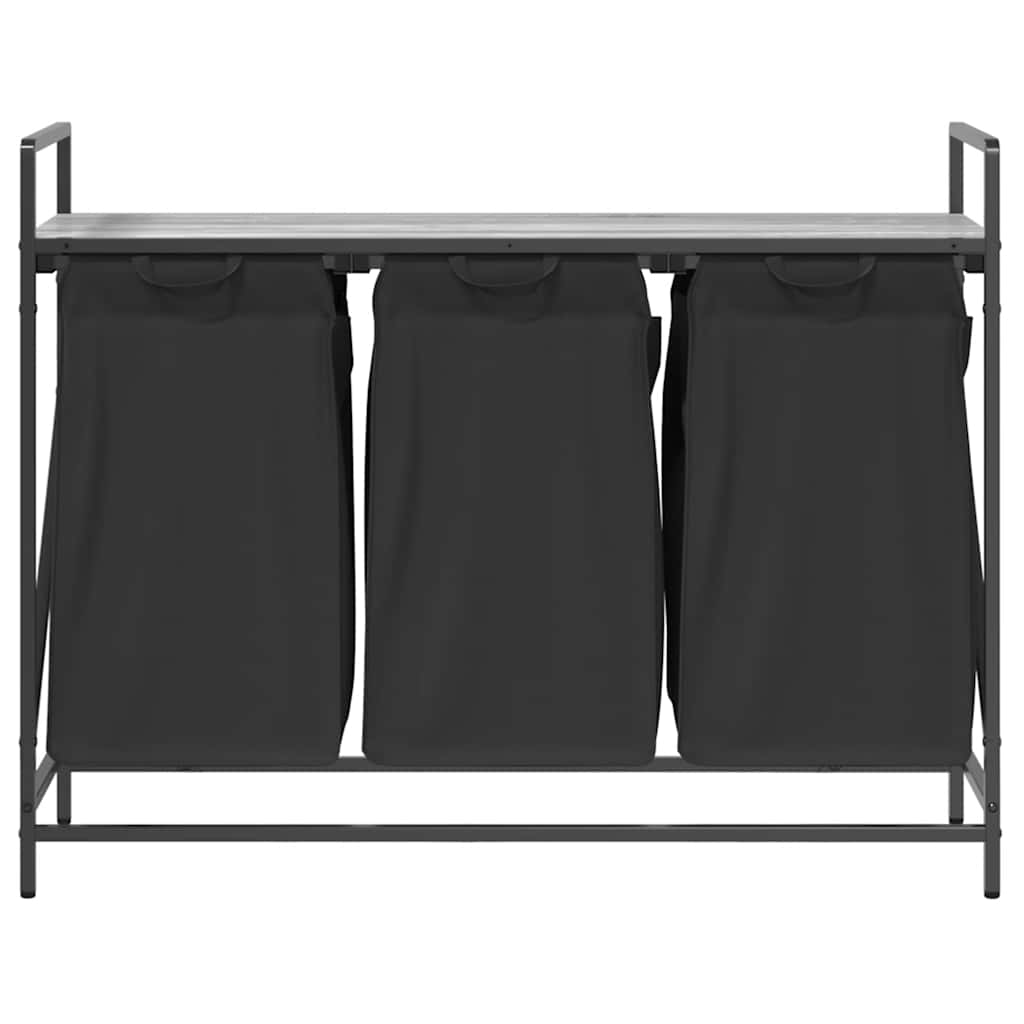 skittentøyskurv 3 rom med hylle grå eik