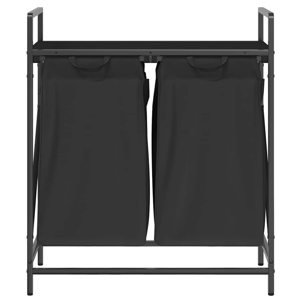 skittentøyskurv 2 rom med hylle svart eik