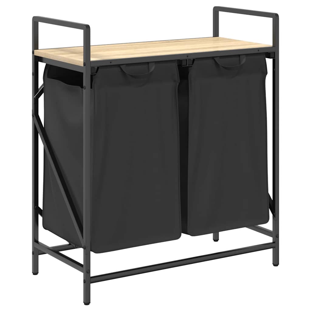 skittentøyskurv 2 rom med hylle sonoma eik