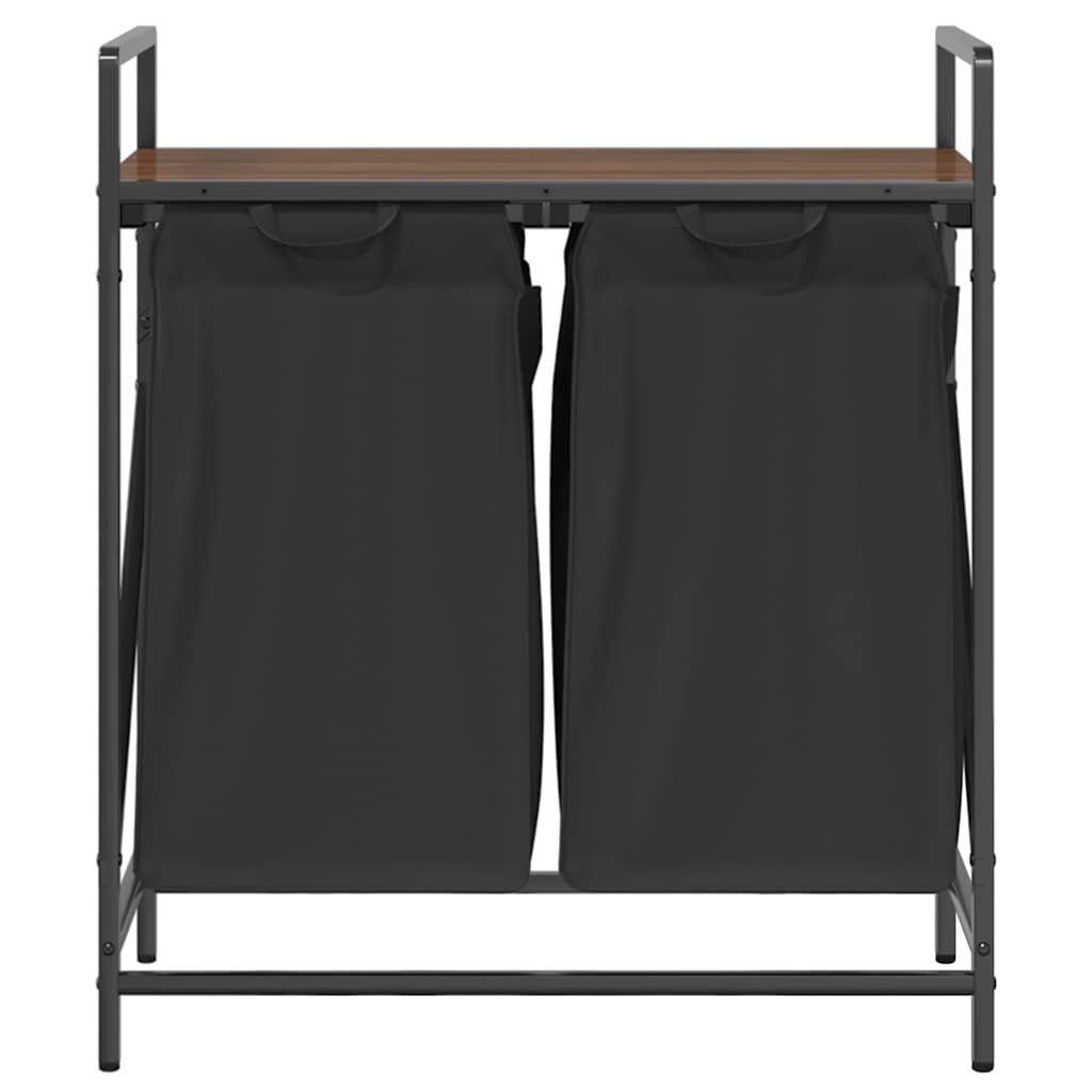 skittentøyskurv 2 rom med hylle brun eik