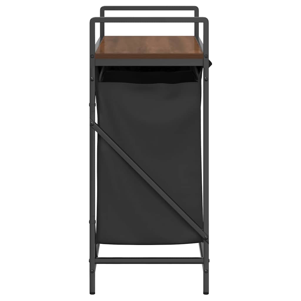 skittentøyskurv 2 rom med hylle brun eik