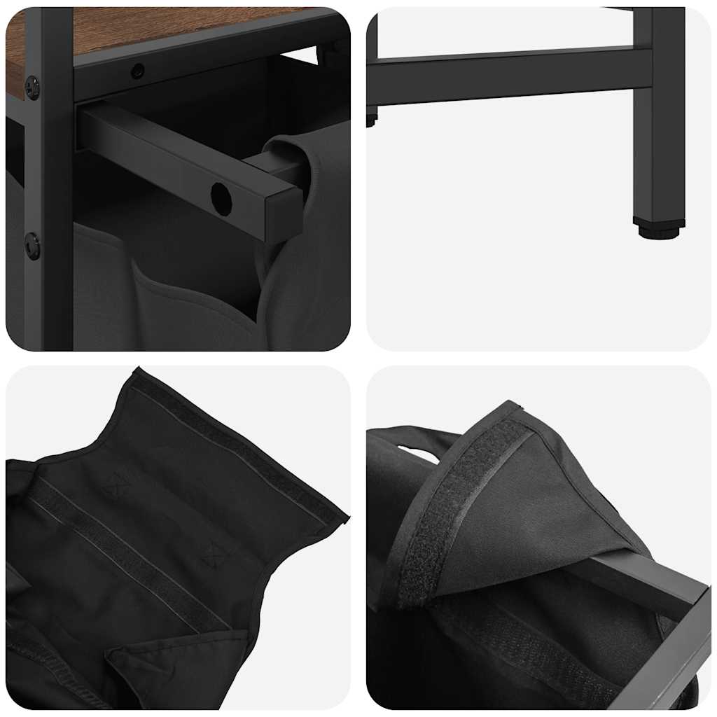 skittentøyskurv 2 rom med hylle brun eik