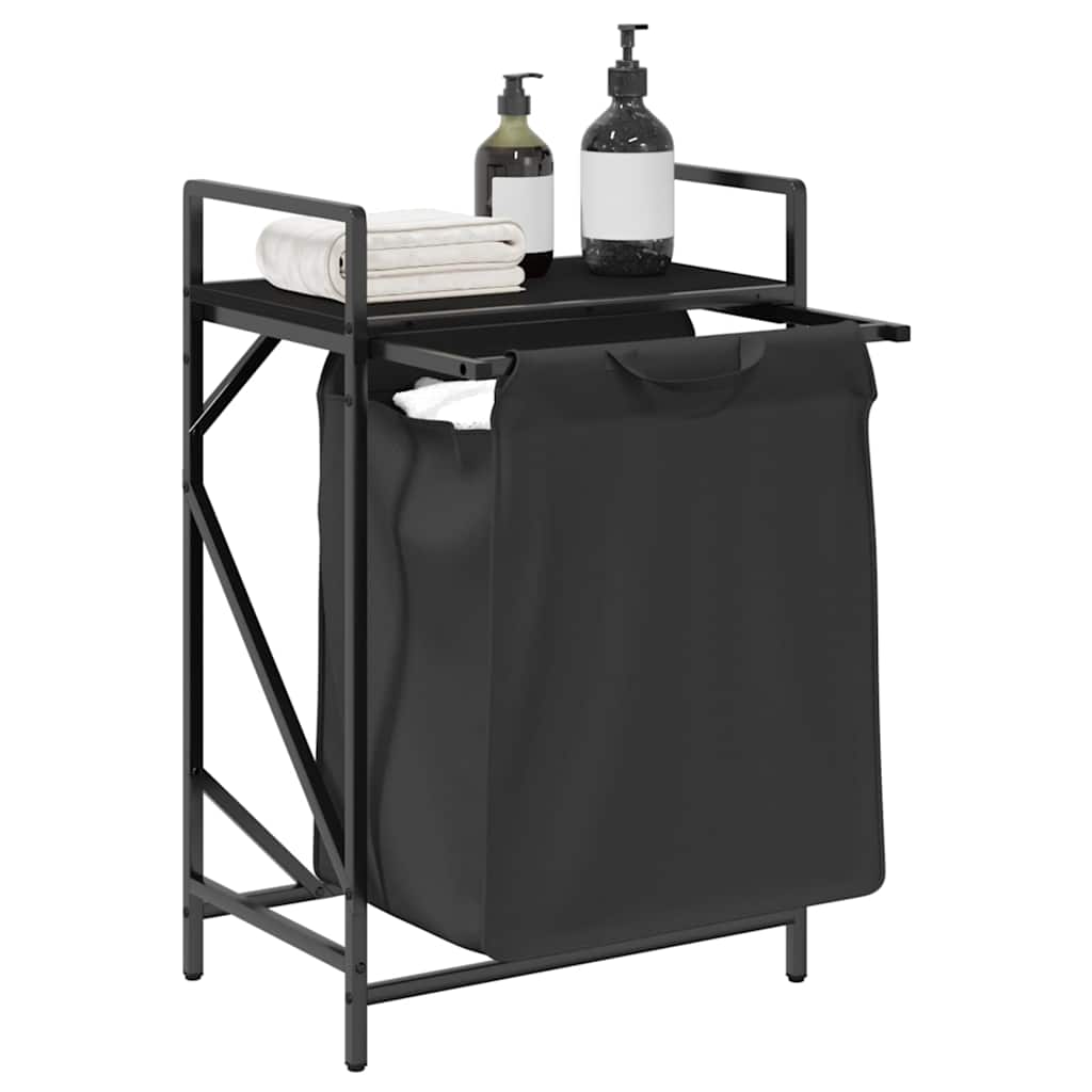 skittentøyskurv 1 rom med hylle svart eik