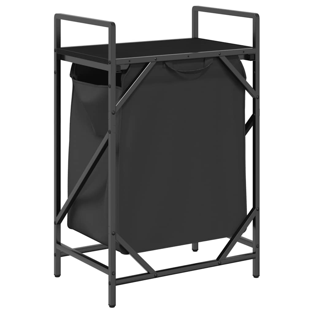 skittentøyskurv 1 rom med hylle svart eik