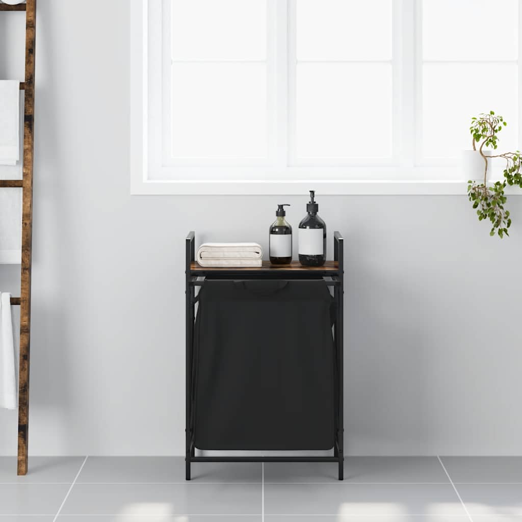 skittentøyskurv 1 rom med hylle røkt eik