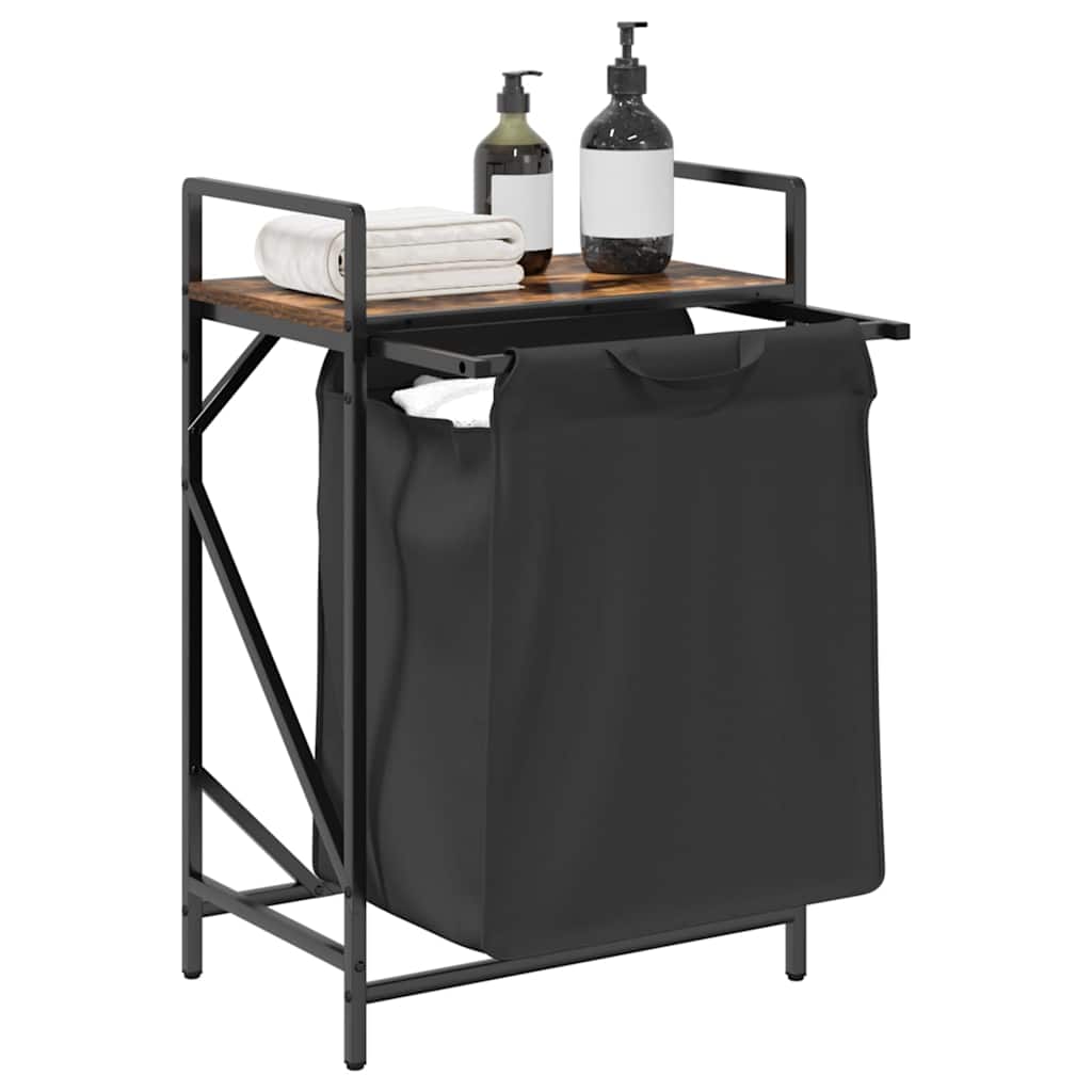 skittentøyskurv 1 rom med hylle røkt eik