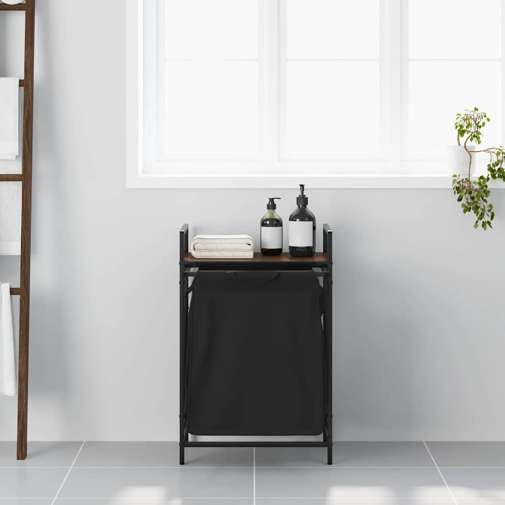 skittentøyskurv 1 rom med hylle brun eik