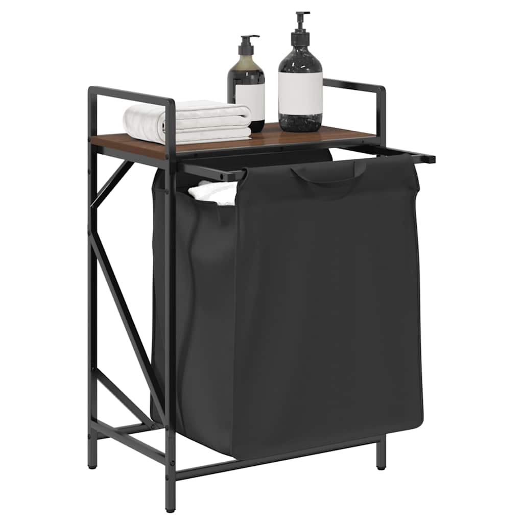 skittentøyskurv 1 rom med hylle brun eik