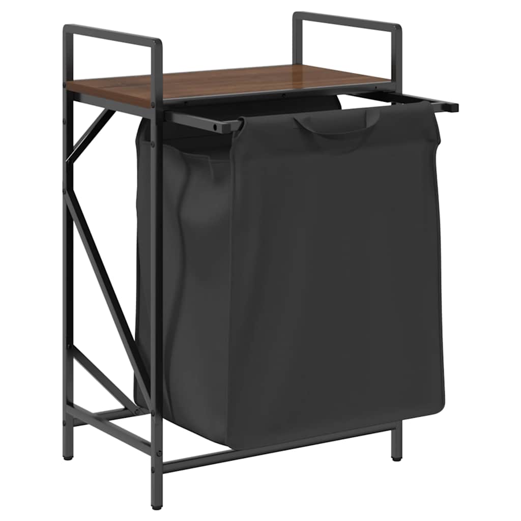 skittentøyskurv 1 rom med hylle brun eik